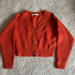 Zara Women's chunky Orange Cardigan